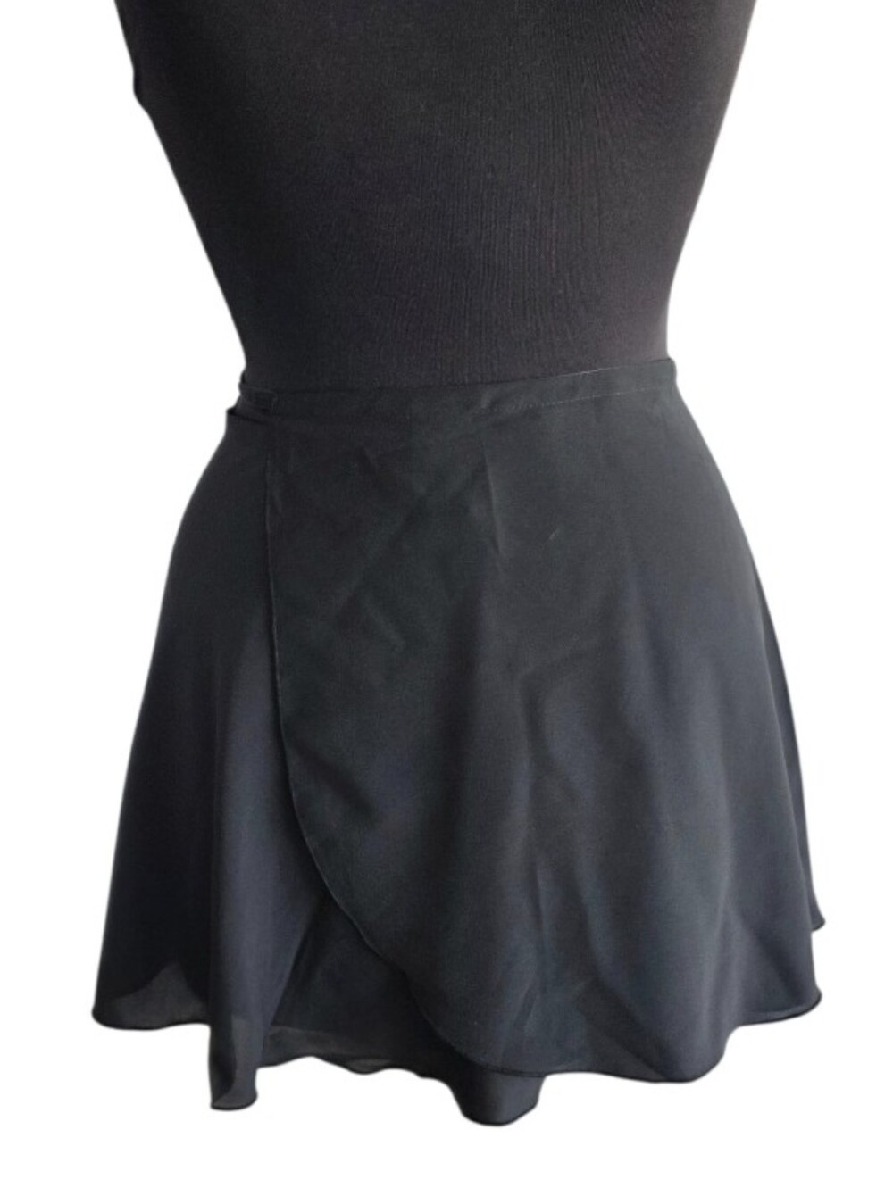 Stelle Balletcore Tie Wrap Around Mini Skirt Classic Black Skater Wrap Skirt